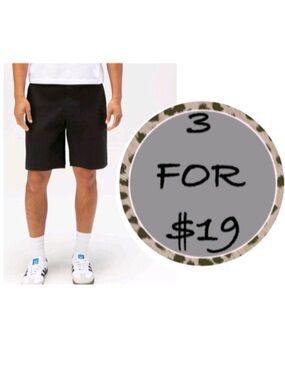 3/$19 RSQ Mens Mid Length Black Chino Shorts